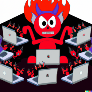 Teufel zerstört Notebooks